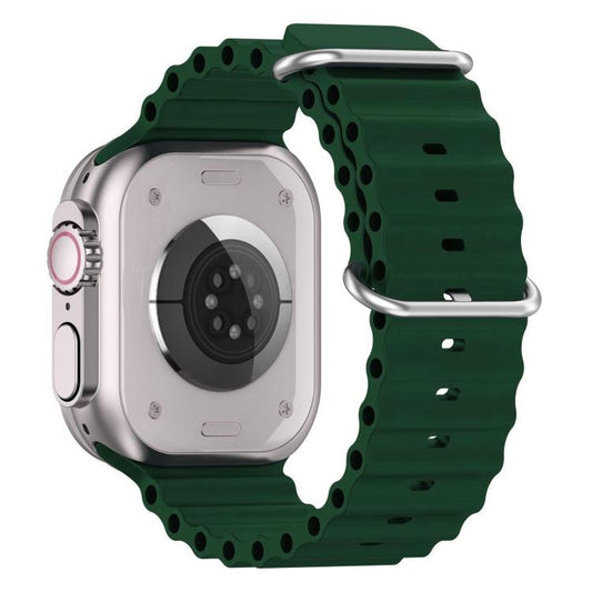 For Apple Watch 46mm / 49mm / 45mm / 44mm xDfind Ocean Silicone Watch Band(Dark Green) by xDfind