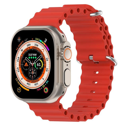 For Apple Watch 46mm / 49mm / 45mm / 44mm xDfind Ocean Silicone Watch Band(Red) by xDfind
