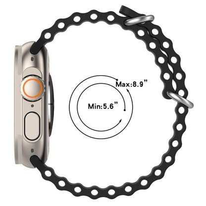 For Apple Watch 46mm / 49mm / 45mm / 44mm xDfind Ocean Silicone Watch Band(Black) by xDfind