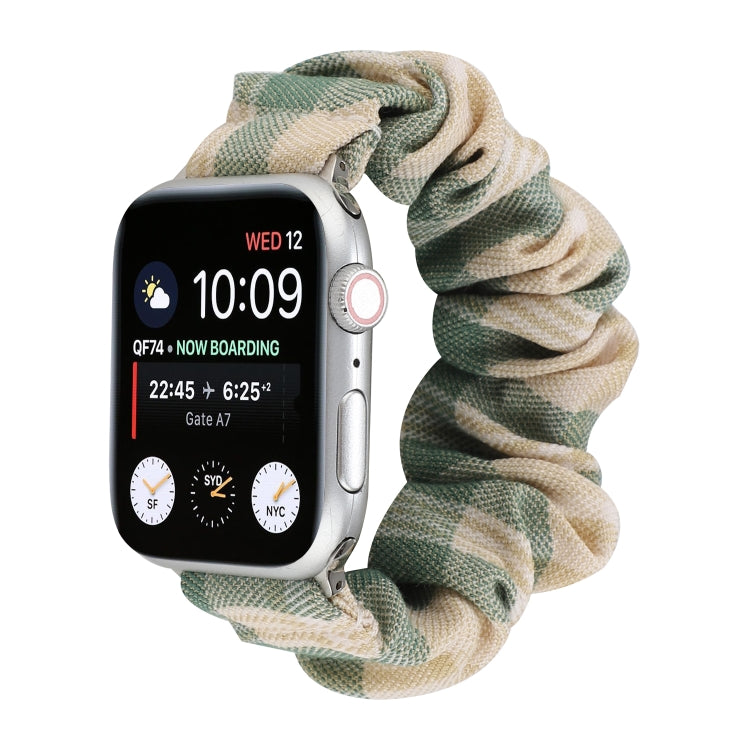 For Apple Watch Series 7 45mm / 6 & SE & 5 & 4 44mm / 3 & 2 & 1 42mm JK Uniform Style Cloth + Stainless Steel Watch Band(Beige + Green)(Beige + Green) by bashfashion