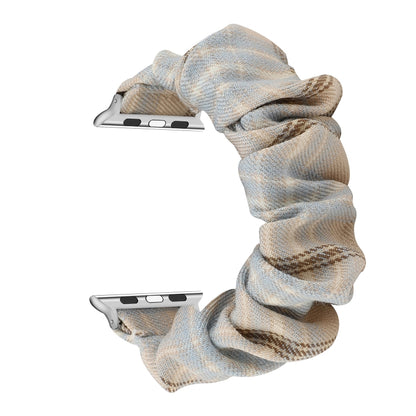 For Apple Watch Series 7 45mm / 6 & SE & 5 & 4 44mm / 3 & 2 & 1 42mm JK Uniform Style Cloth + Stainless Steel Watch Band(Khaki + Light Blue)(Khaki + Light Blue) by bashfashion