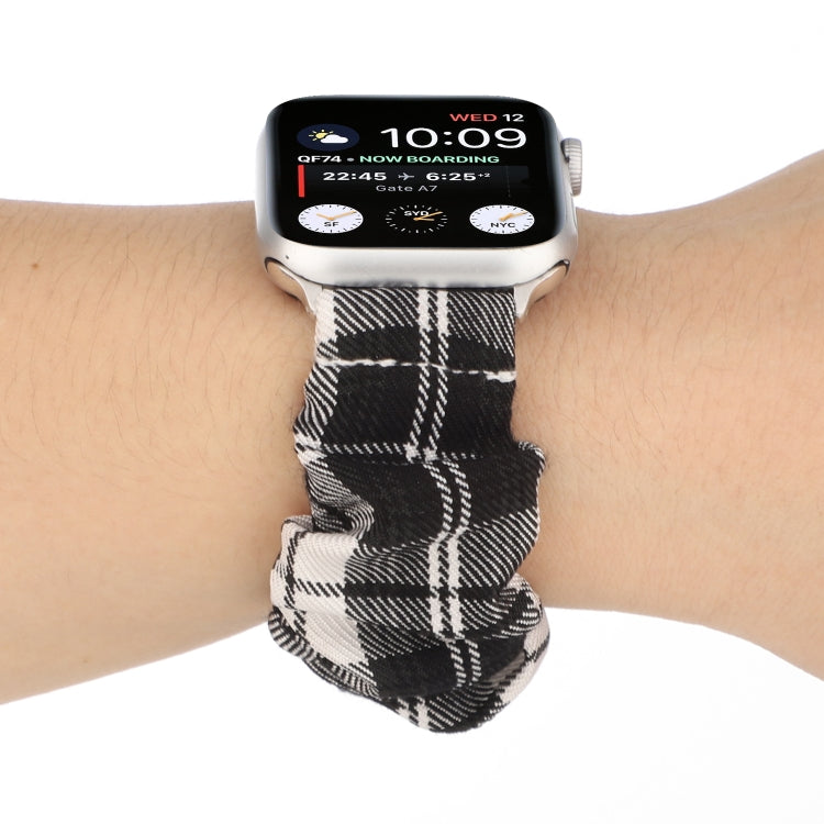 For Apple Watch Series 7 45mm / 6 & SE & 5 & 4 44mm / 3 & 2 & 1 42mm JK Uniform Style Cloth + Stainless Steel Watch Band(Black + White)(Black + White) by bashfashion