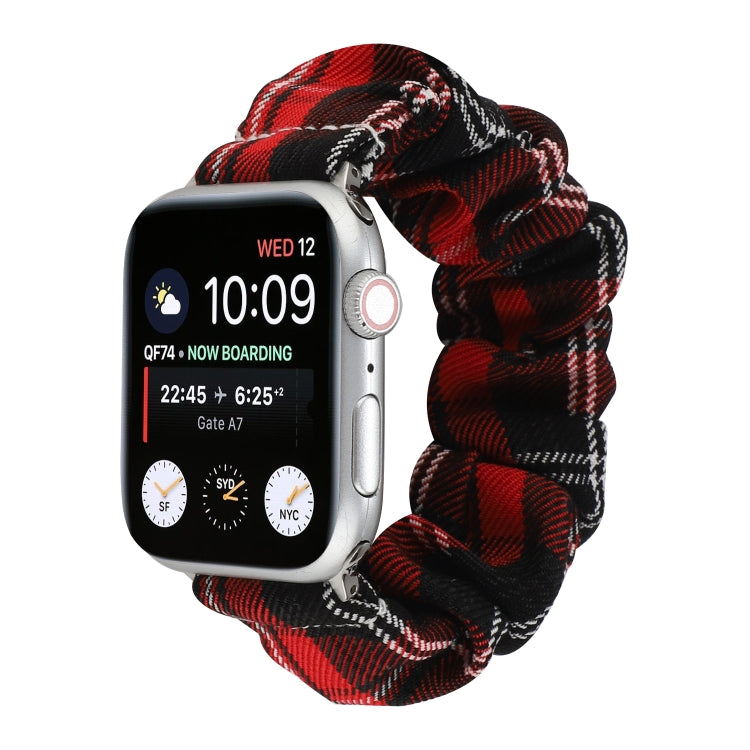For Apple Watch Series 7 45mm / 6 & SE & 5 & 4 44mm / 3 & 2 & 1 42mm JK Uniform Style Cloth + Stainless Steel Watch Band(Black + Red)(Black + Red) by bashfashion