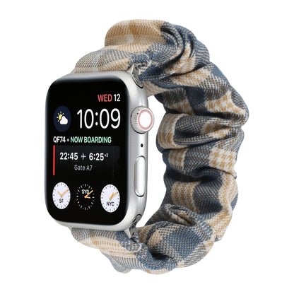 For Apple Watch Series 7 45mm / 6 & SE & 5 & 4 44mm / 3 & 2 & 1 42mm JK Uniform Style Cloth + Stainless Steel Watch Band(Khaki + Dark Blue)(Khaki + Dark Blue) by bashfashion