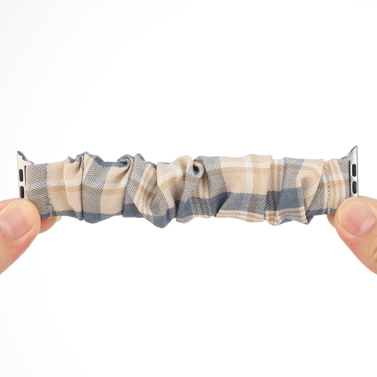 For Apple Watch Series 7 45mm / 6 & SE & 5 & 4 44mm / 3 & 2 & 1 42mm JK Uniform Style Cloth + Stainless Steel Watch Band(Khaki + Dark Blue)(Khaki + Dark Blue) by bashfashion