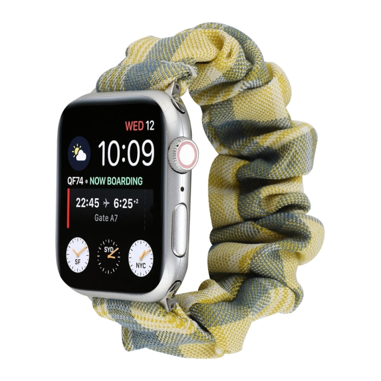 For Apple Watch Series 7 41mm / 6 & SE & 5 & 4 40mm / 3 & 2 & 1 38mm JK Uniform Style Cloth + Stainless Steel Watch Band(Yellow + Blue)(Yellow + Blue) by bashfashion