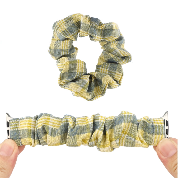 For Apple Watch Series 7 41mm / 6 & SE & 5 & 4 40mm / 3 & 2 & 1 38mm JK Uniform Style Cloth + Stainless Steel Watch Band(Yellow + Blue)(Yellow + Blue) by bashfashion