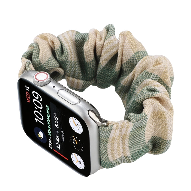 For Apple Watch Series 7 41mm / 6 & SE & 5 & 4 40mm / 3 & 2 & 1 38mm JK Uniform Style Cloth + Stainless Steel Watch Band(Beige + Green)(Beige + Green) by bashfashion
