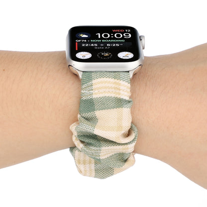 For Apple Watch Series 7 41mm / 6 & SE & 5 & 4 40mm / 3 & 2 & 1 38mm JK Uniform Style Cloth + Stainless Steel Watch Band(Beige + Green)(Beige + Green) by bashfashion