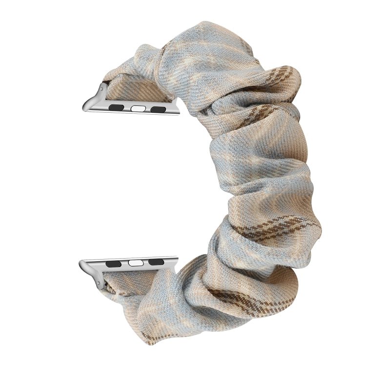 For Apple Watch Series 7 41mm / 6 & SE & 5 & 4 40mm / 3 & 2 & 1 38mm JK Uniform Style Cloth + Stainless Steel Watch Band(Khaki + Light Blue)(Khaki + Light Blue) by bashfashion