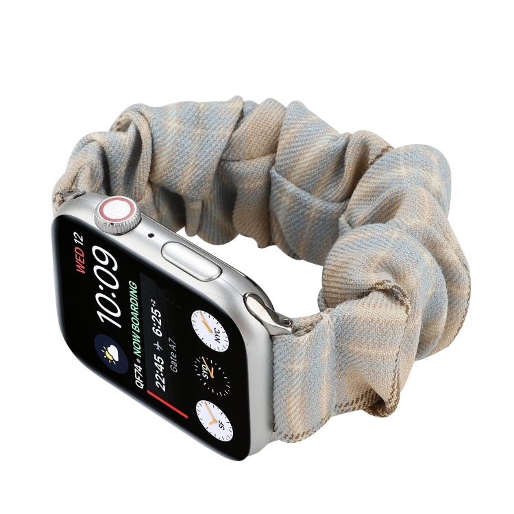 For Apple Watch Series 7 41mm / 6 & SE & 5 & 4 40mm / 3 & 2 & 1 38mm JK Uniform Style Cloth + Stainless Steel Watch Band(Khaki + Light Blue)(Khaki + Light Blue) by bashfashion