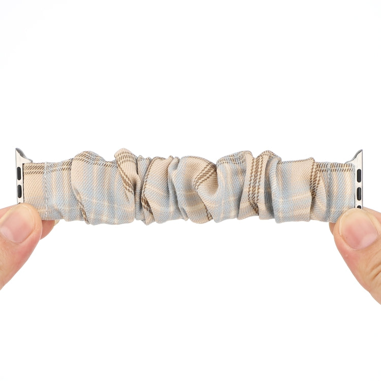 For Apple Watch Series 7 41mm / 6 & SE & 5 & 4 40mm / 3 & 2 & 1 38mm JK Uniform Style Cloth + Stainless Steel Watch Band(Khaki + Light Blue)(Khaki + Light Blue) by bashfashion