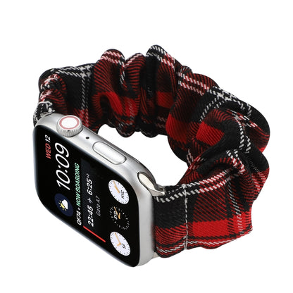 For Apple Watch Series 7 41mm / 6 & SE & 5 & 4 40mm / 3 & 2 & 1 38mm JK Uniform Style Cloth + Stainless Steel Watch Band(Black + Red)(Black + Red) by bashfashion