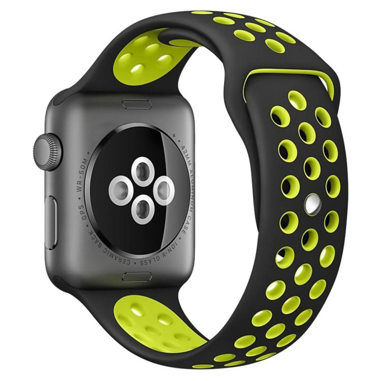 For Apple Watch 46mm / 49mm / 45mm / 44mm xDfind Two Color Silicone Sports Watch Band(Black Yellow) by xDfind
