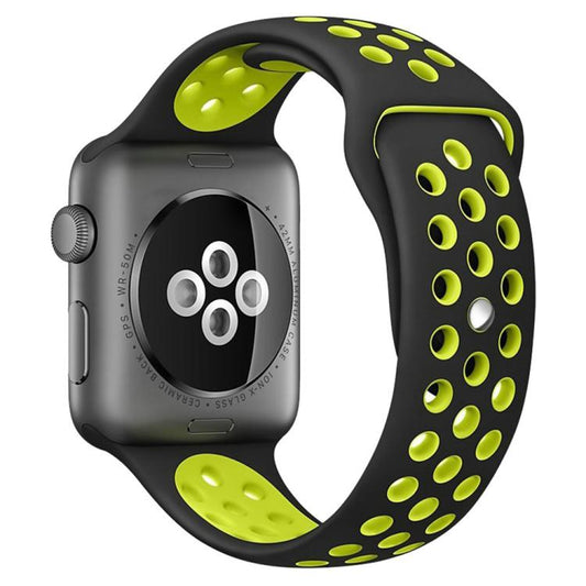 For Apple Watch 46mm / 49mm / 45mm / 44mm xDfind Two Color Silicone Sports Watch Band(Black Yellow) by xDfind