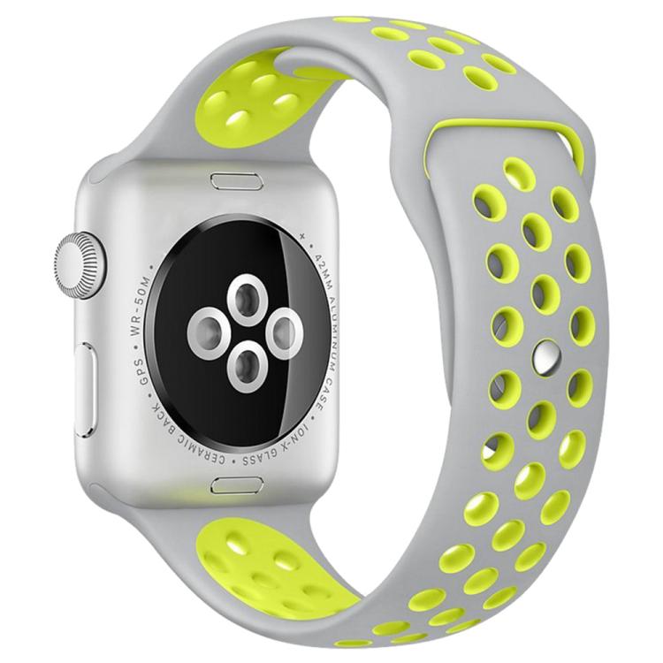 For Apple Watch 42mm / 41mm / 40mm / 38mm xDfind Two Color Silicone Sports Watch Band(Grey Yellow) by xDfind