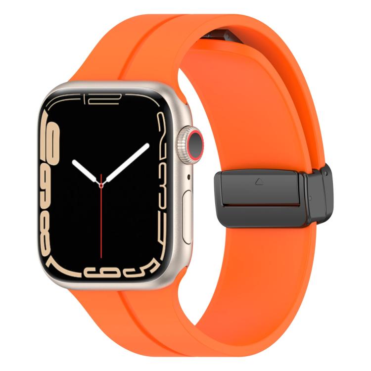 For Apple Watch 46mm / 49mm / 45mm / 44mm xDfind Solid Color Magnetic Buckle Silicone Watch Band(Orange) by xDfind