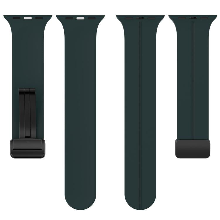 For Apple Watch 46mm / 49mm / 45mm / 44mm xDfind Solid Color Magnetic Buckle Silicone Watch Band(Pine Green) by xDfind