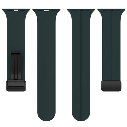 For Apple Watch 46mm / 49mm / 45mm / 44mm xDfind Solid Color Magnetic Buckle Silicone Watch Band(Pine Green) by xDfind