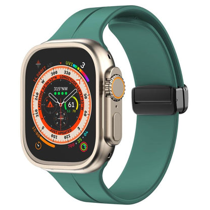 For Apple Watch 46mm / 49mm / 45mm / 44mm xDfind Solid Color Magnetic Buckle Silicone Watch Band(Clover Green) by xDfind