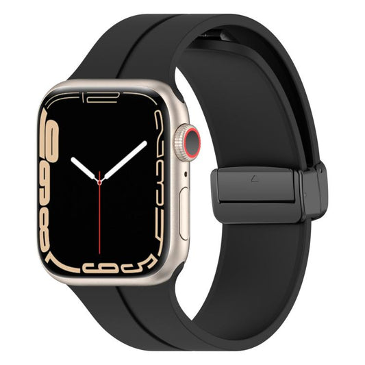 For Apple Watch 42mm / 41mm / 40mm / 38mm xDfind Solid Color Magnetic Buckle Silicone Watch Band(Black) by xDfind