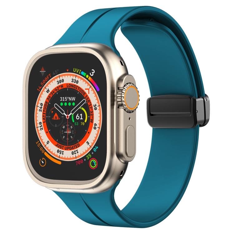 For Apple Watch 42mm / 41mm / 40mm / 38mm xDfind Solid Color Magnetic Buckle Silicone Watch Band(Cyan) by xDfind