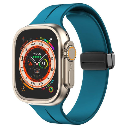 For Apple Watch 42mm / 41mm / 40mm / 38mm xDfind Solid Color Magnetic Buckle Silicone Watch Band(Cyan) by xDfind