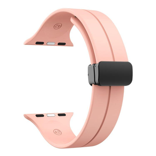 For Apple Watch 42mm / 41mm / 40mm / 38mm xDfind Solid Color Magnetic Buckle Silicone Watch Band(Pink) by xDfind