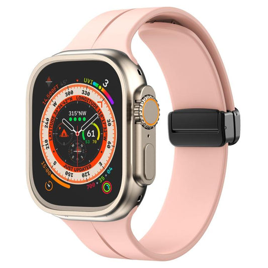 For Apple Watch 42mm / 41mm / 40mm / 38mm xDfind Solid Color Magnetic Buckle Silicone Watch Band(Pink) by xDfind