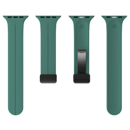 For Apple Watch 42mm / 41mm / 40mm / 38mm xDfind Solid Color Magnetic Buckle Silicone Watch Band(Clover Green) by xDfind