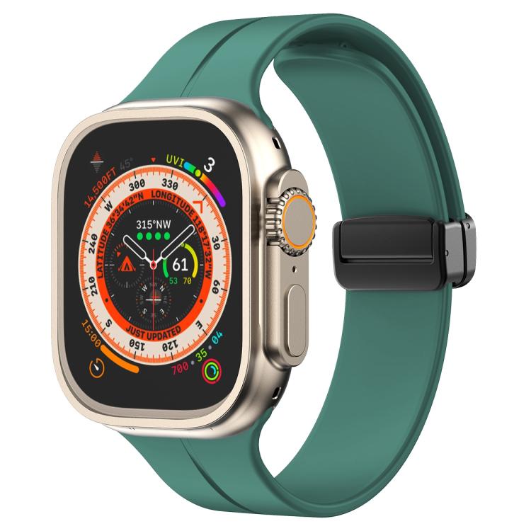 For Apple Watch 42mm / 41mm / 40mm / 38mm xDfind Solid Color Magnetic Buckle Silicone Watch Band(Clover Green) by xDfind