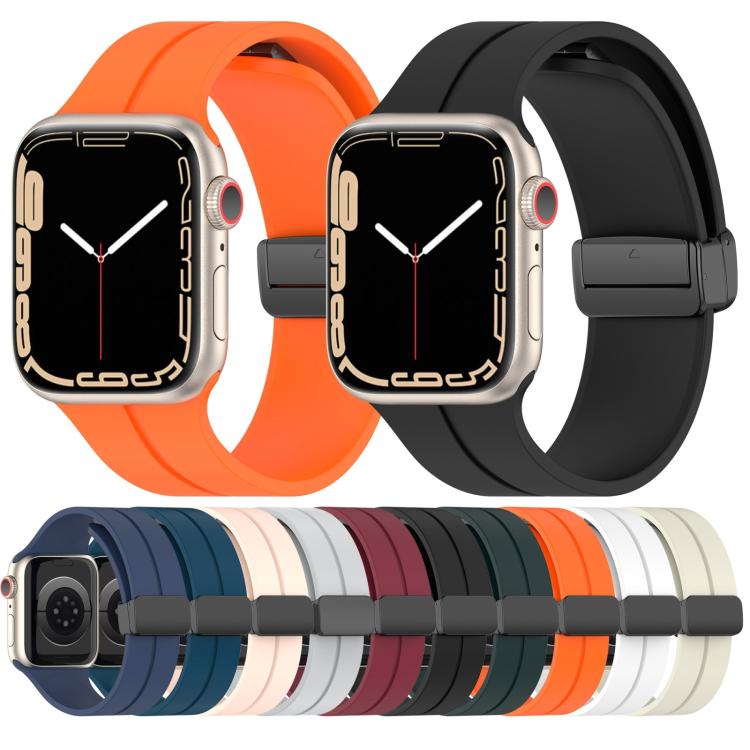 For Apple Watch 42mm / 41mm / 40mm / 38mm xDfind Solid Color Magnetic Buckle Silicone Watch Band(Orange) by xDfind