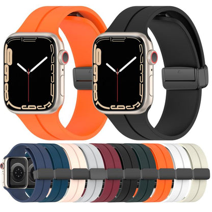 For Apple Watch 42mm / 41mm / 40mm / 38mm xDfind Solid Color Magnetic Buckle Silicone Watch Band(Orange) by xDfind