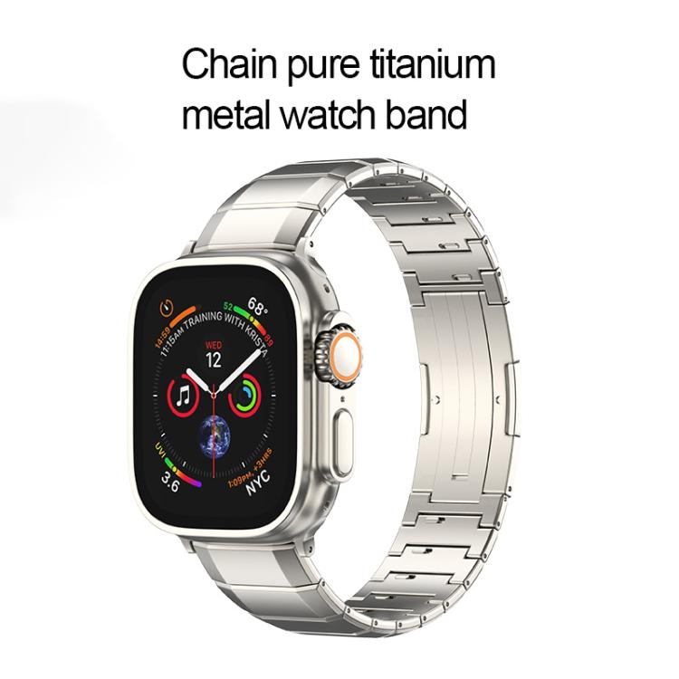 For Apple Watch 46mm / 49mm / 45mm / 44mm One-Bead Pure Titanium Buckle Watch Band(Black) by bashfashion