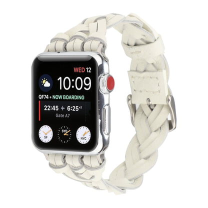 For Apple Watch Ultra 49mm&Watch Ultra 2 49mm / Series 9&8&7 45mm / SE 3&SE 2&6&SE&5&4 44mm / 3&2&1 42mm Leather Woven Single Loop Watch Band(White) by bashfashion