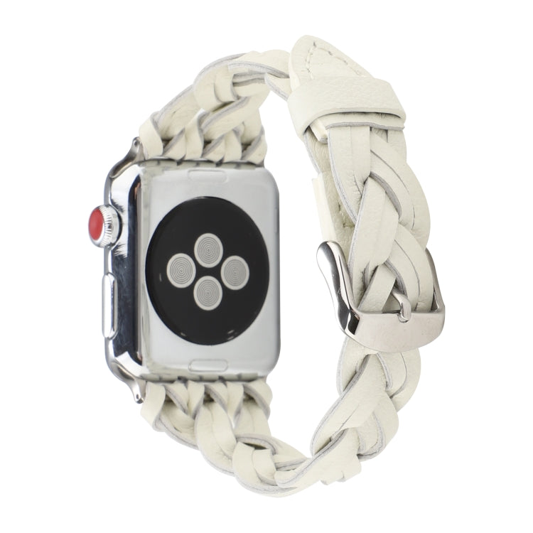 For Apple Watch Ultra 49mm&Watch Ultra 2 49mm / Series 9&8&7 45mm / SE 3&SE 2&6&SE&5&4 44mm / 3&2&1 42mm Leather Woven Single Loop Watch Band(White) by bashfashion
