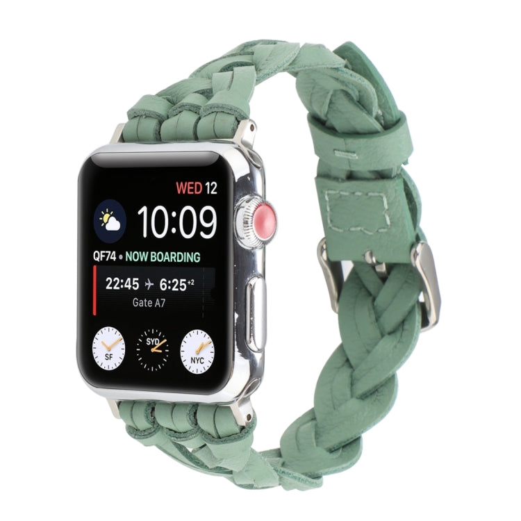 For Apple Watch Ultra 49mm&Watch Ultra 2 49mm / Series 9&8&7 45mm / SE 3&SE 2&6&SE&5&4 44mm / 3&2&1 42mm Leather Woven Single Loop Watch Band(Green) by bashfashion