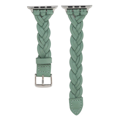 For Apple Watch Ultra 49mm&Watch Ultra 2 49mm / Series 9&8&7 45mm / SE 3&SE 2&6&SE&5&4 44mm / 3&2&1 42mm Leather Woven Single Loop Watch Band(Green) by bashfashion