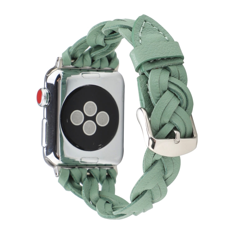For Apple Watch Ultra 49mm&Watch Ultra 2 49mm / Series 9&8&7 45mm / SE 3&SE 2&6&SE&5&4 44mm / 3&2&1 42mm Leather Woven Single Loop Watch Band(Green) by bashfashion