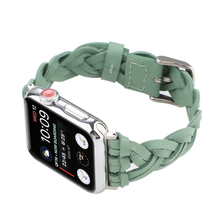 For Apple Watch Ultra 49mm&Watch Ultra 2 49mm / Series 9&8&7 45mm / SE 3&SE 2&6&SE&5&4 44mm / 3&2&1 42mm Leather Woven Single Loop Watch Band(Green) by bashfashion