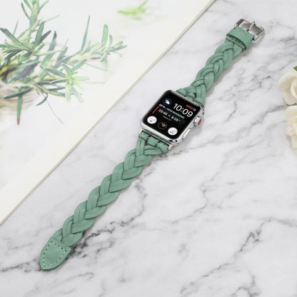 For Apple Watch Ultra 49mm&Watch Ultra 2 49mm / Series 9&8&7 45mm / SE 3&SE 2&6&SE&5&4 44mm / 3&2&1 42mm Leather Woven Single Loop Watch Band(Green) by bashfashion