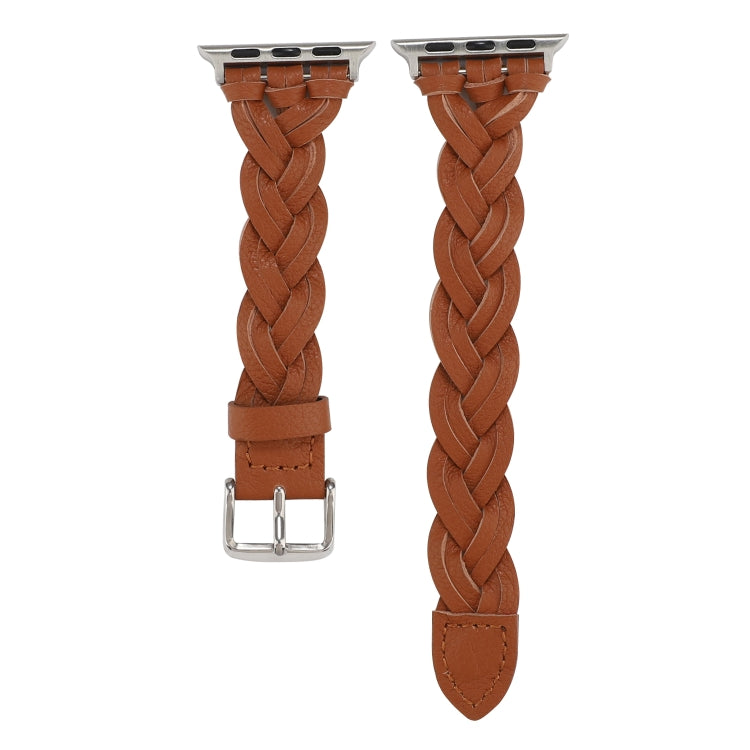 For Apple Watch Ultra 49mm&Watch Ultra 2 49mm / Series 9&8&7 45mm / SE 3&SE 2&6&SE&5&4 44mm / 3&2&1 42mm Leather Woven Single Loop Watch Band(Brown) by bashfashion
