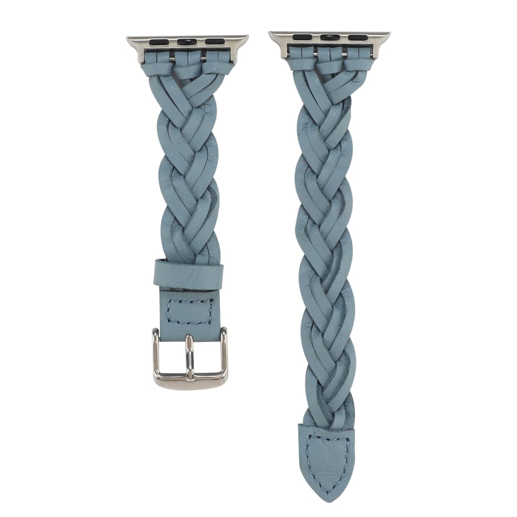 For Apple Watch Series 9&8&7 41mm / SE 3&SE 2&6&SE&5&4 40mm / 3&2&1 38mm Leather Woven Single Loop Watch Band(Sky Blue) by bashfashion