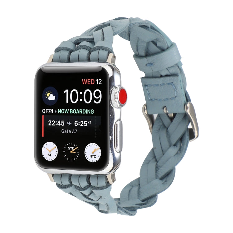 For Apple Watch Series 9&8&7 41mm / SE 3&SE 2&6&SE&5&4 40mm / 3&2&1 38mm Leather Woven Single Loop Watch Band(Sky Blue) by bashfashion