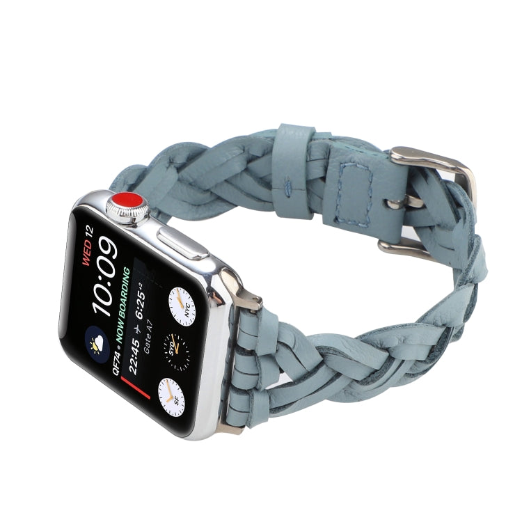 For Apple Watch Series 9&8&7 41mm / SE 3&SE 2&6&SE&5&4 40mm / 3&2&1 38mm Leather Woven Single Loop Watch Band(Sky Blue) by bashfashion