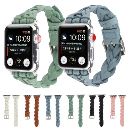 For Apple Watch Series 9&8&7 41mm / SE 3&SE 2&6&SE&5&4 40mm / 3&2&1 38mm Leather Woven Single Loop Watch Band(Sky Blue) by bashfashion