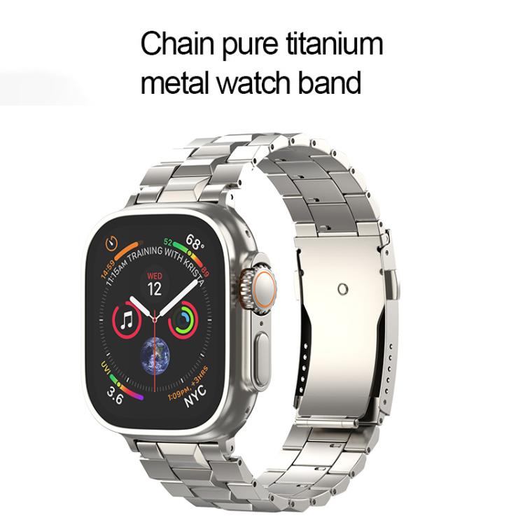 For Apple Watch 46mm / 49mm / 45mm / 44mm T-shaped Turtle Buckle Detachable Titanium Watch Band(Silver) by bashfashion