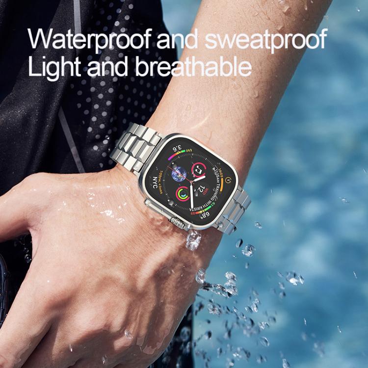 For Apple Watch 46mm / 49mm / 45mm / 44mm T-shaped Turtle Buckle Detachable Titanium Watch Band(Black) by bashfashion