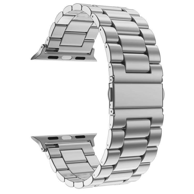 For Apple Watch 46mm / 49mm / 45mm / 44mm xDfind Three Beads Fold Buckle Stainless Steel Watch Band(Silver) by xDfind
