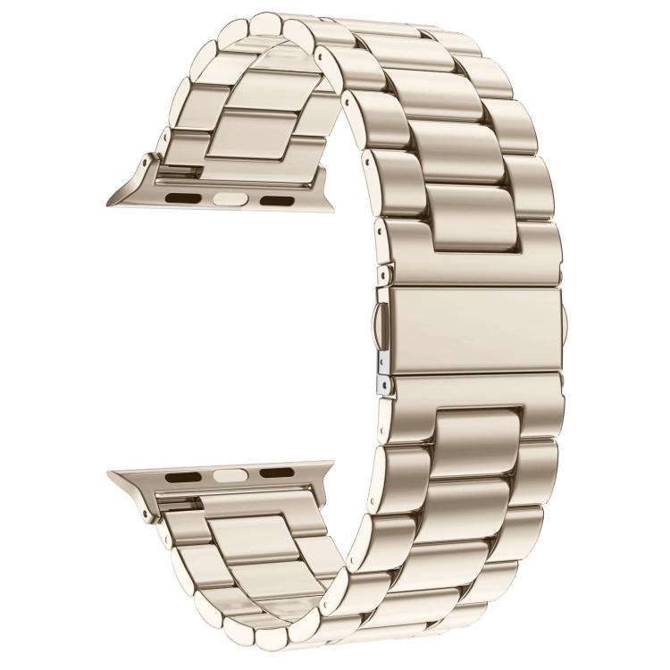 For Apple Watch 46mm / 49mm / 45mm / 44mm xDfind Three Beads Fold Buckle Stainless Steel Watch Band(Starlight) by xDfind